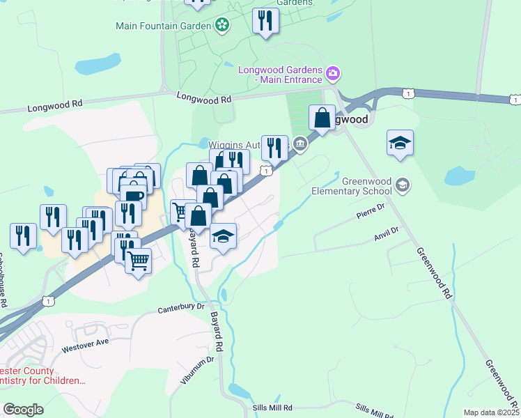 map of restaurants, bars, coffee shops, grocery stores, and more near 39 East Jonathan Court in Kennett Square