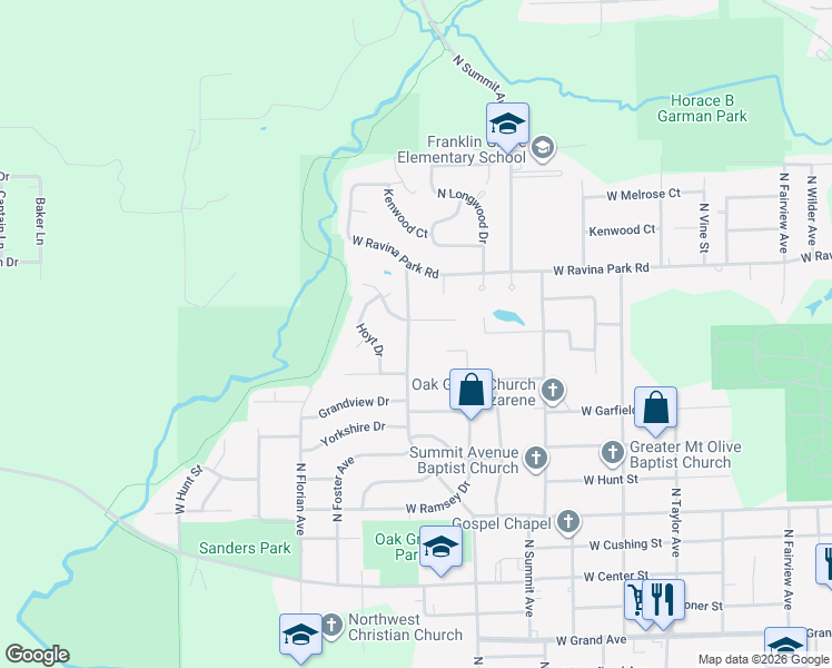 map of restaurants, bars, coffee shops, grocery stores, and more near 2132-2198 North Home Park Avenue in Decatur