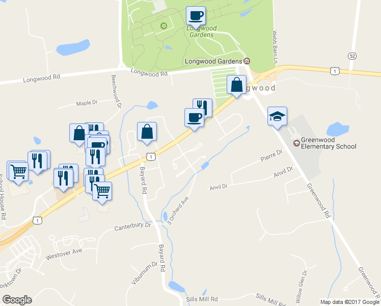 map of restaurants, bars, coffee shops, grocery stores, and more near 37 East Jonathan Court in Kennett Square