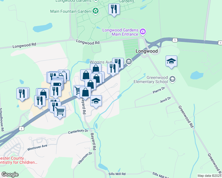 map of restaurants, bars, coffee shops, grocery stores, and more near 37 East Jonathan Court in Kennett Square