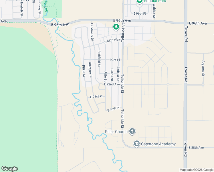 map of restaurants, bars, coffee shops, grocery stores, and more near 9218 Richfield Street in Commerce City