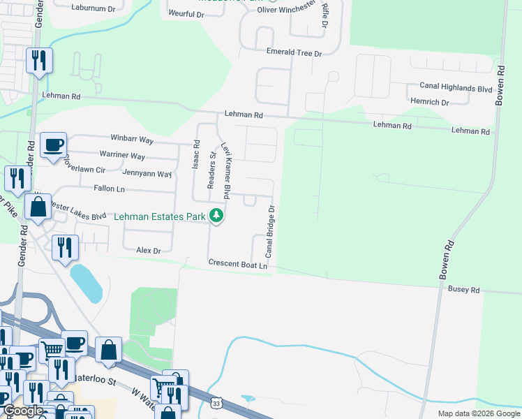 map of restaurants, bars, coffee shops, grocery stores, and more near 6939 Iola Boat Lane in Canal Winchester