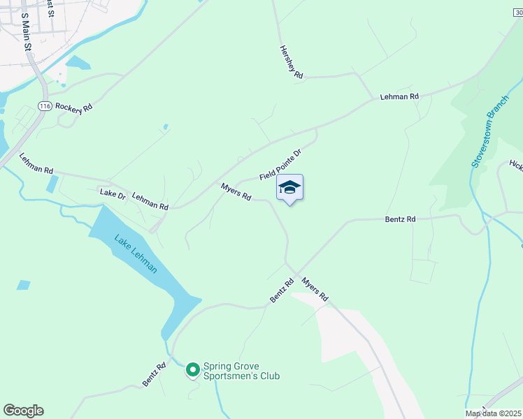map of restaurants, bars, coffee shops, grocery stores, and more near 2204 Myers Road in Spring Grove