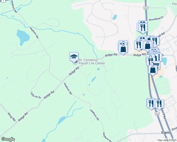 map of restaurants, bars, coffee shops, grocery stores, and more near 4 Eagle Circle in Chadds Ford