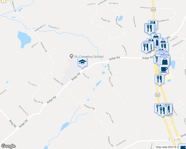 map of restaurants, bars, coffee shops, grocery stores, and more near 4 Eagle Circle in Chadds Ford