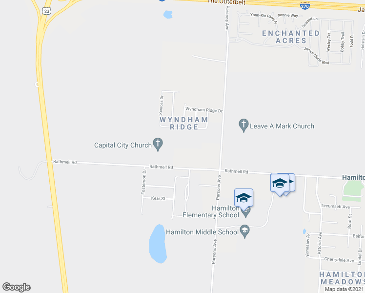 map of restaurants, bars, coffee shops, grocery stores, and more near 464 Rathmell Rd in Lockbourne