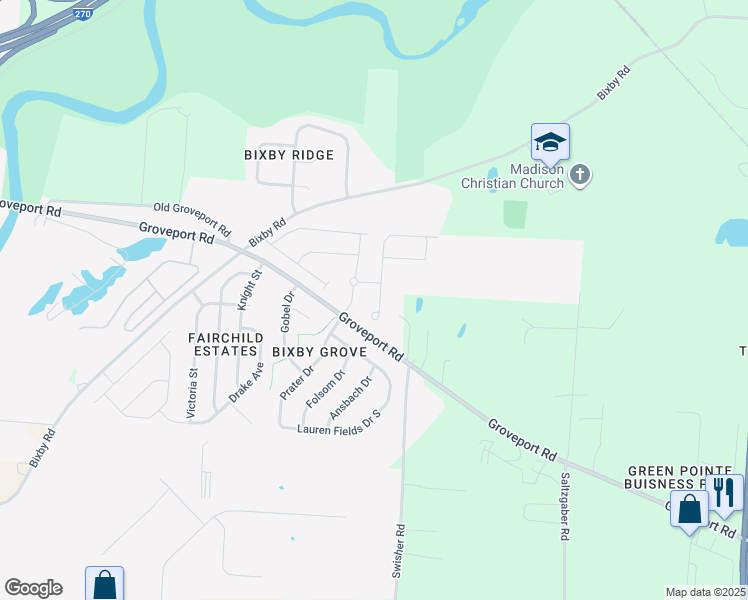 map of restaurants, bars, coffee shops, grocery stores, and more near 5209 MacClellan Street South in Groveport