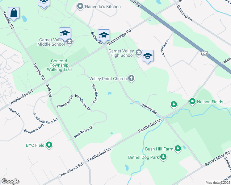map of restaurants, bars, coffee shops, grocery stores, and more near 212 Bethel Road in Glen Mills