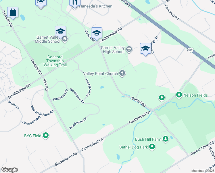 map of restaurants, bars, coffee shops, grocery stores, and more near 212 Bethel Road in Glen Mills
