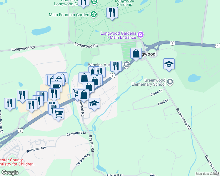 map of restaurants, bars, coffee shops, grocery stores, and more near 69 East Jonathan Court in Kennett Square
