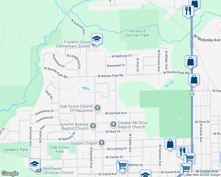 map of restaurants, bars, coffee shops, grocery stores, and more near 1596 West Harrison Avenue in Decatur