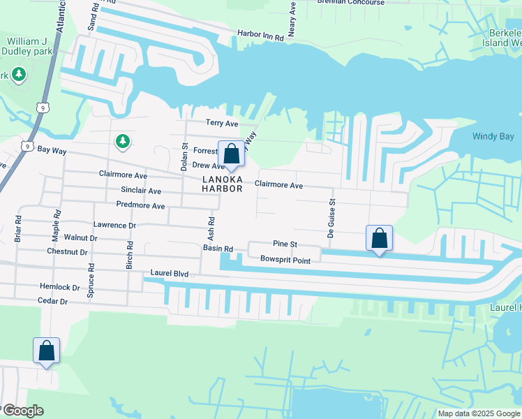 map of restaurants, bars, coffee shops, grocery stores, and more near 845 Hanley Street in Lacey Township