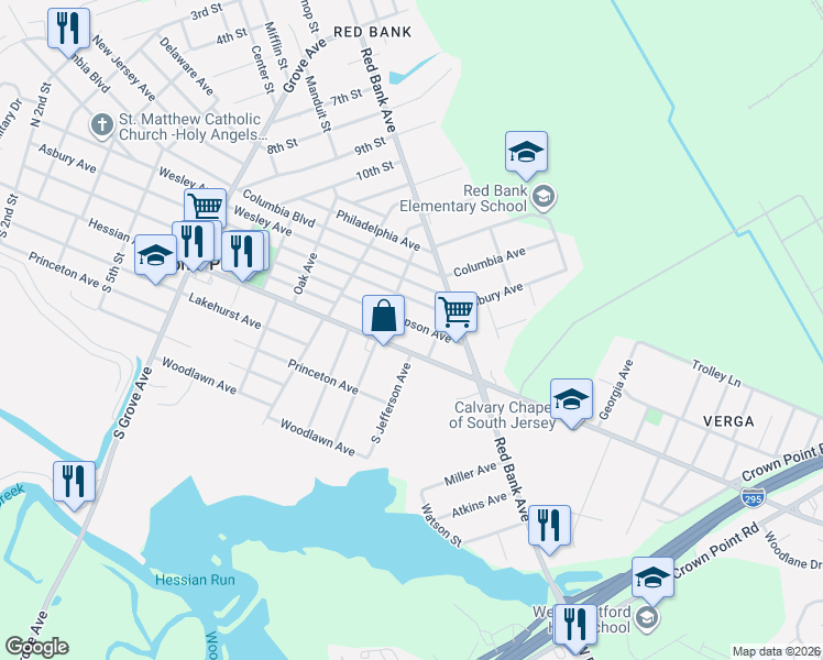 map of restaurants, bars, coffee shops, grocery stores, and more near 1114 Simpson Avenue in National Park