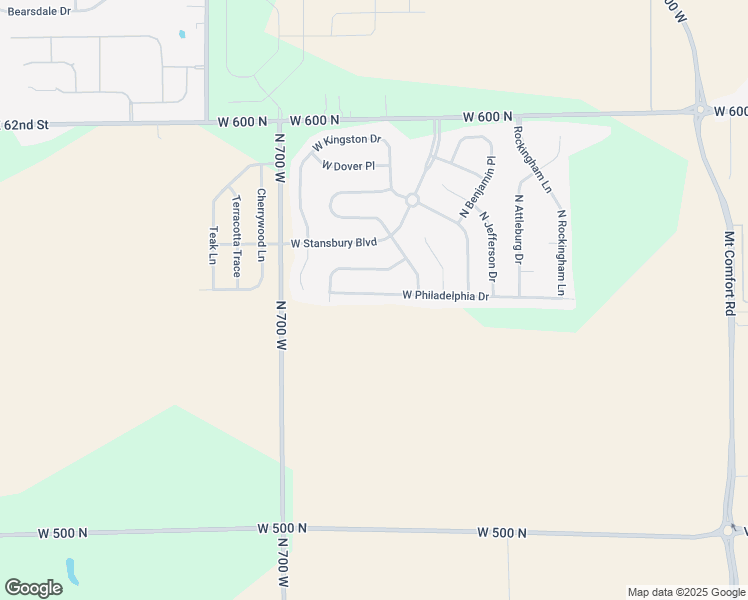 map of restaurants, bars, coffee shops, grocery stores, and more near 6789 West Philadelphia Drive in McCordsville