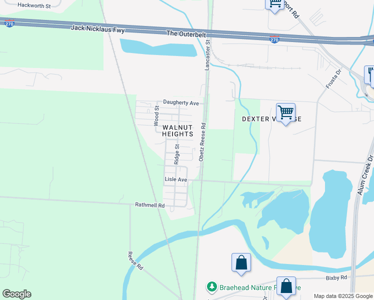 map of restaurants, bars, coffee shops, grocery stores, and more near 2024 Roanoke Avenue in Columbus