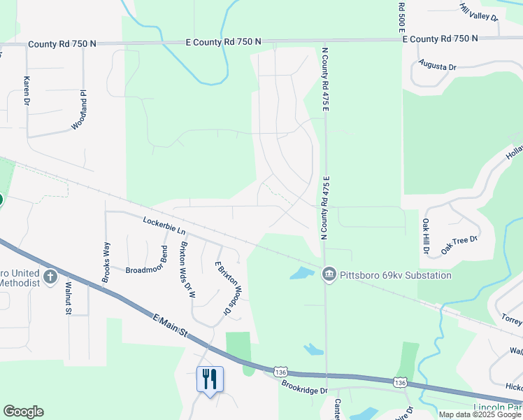 map of restaurants, bars, coffee shops, grocery stores, and more near 631 Albermarle Drive in Pittsboro