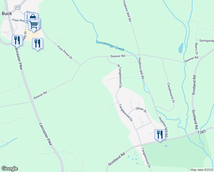 map of restaurants, bars, coffee shops, grocery stores, and more near 29 Natures Way in Quarryville