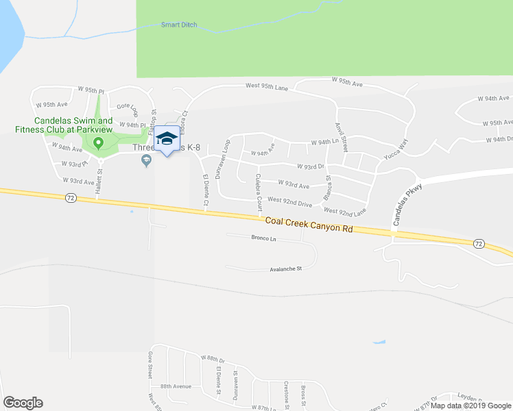 map of restaurants, bars, coffee shops, grocery stores, and more near 18960 West 92nd Drive in Arvada