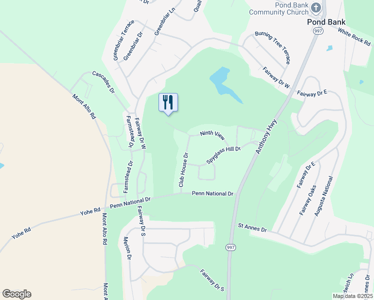 map of restaurants, bars, coffee shops, grocery stores, and more near 3720 Club House Drive in Fayetteville