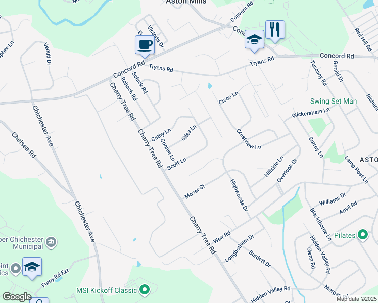 map of restaurants, bars, coffee shops, grocery stores, and more near 30 Scott Lane in Aston