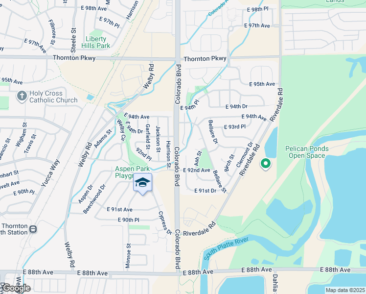 map of restaurants, bars, coffee shops, grocery stores, and more near 9241 Albion Street in Thornton