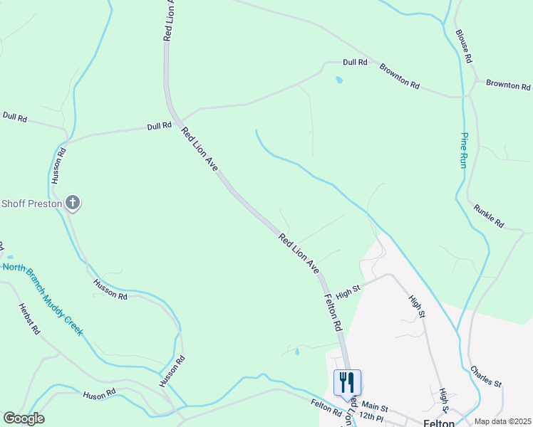 map of restaurants, bars, coffee shops, grocery stores, and more near 1515 Felton Road in Felton