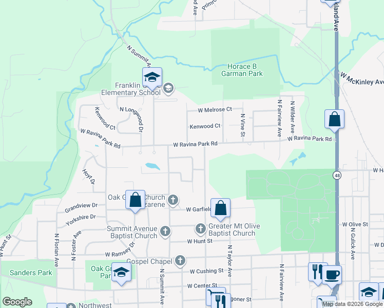 map of restaurants, bars, coffee shops, grocery stores, and more near 1596 West Harrison Avenue in Decatur