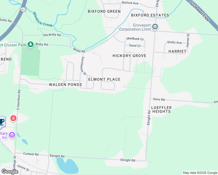 map of restaurants, bars, coffee shops, grocery stores, and more near 5779 Little Red Rover Street in Groveport