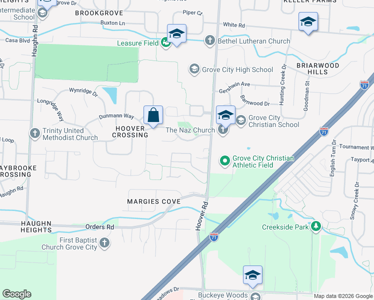 map of restaurants, bars, coffee shops, grocery stores, and more near 2757 Gardenview Loop in Grove City