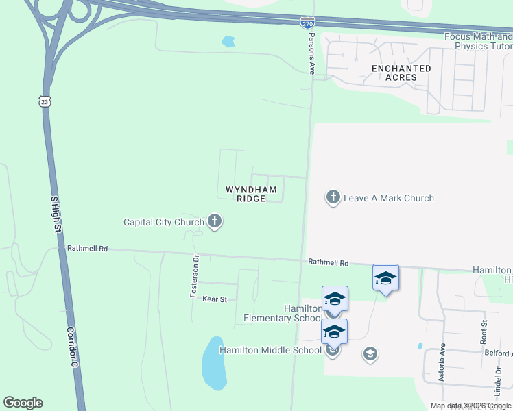map of restaurants, bars, coffee shops, grocery stores, and more near 464 Rathmell Road in Lockbourne