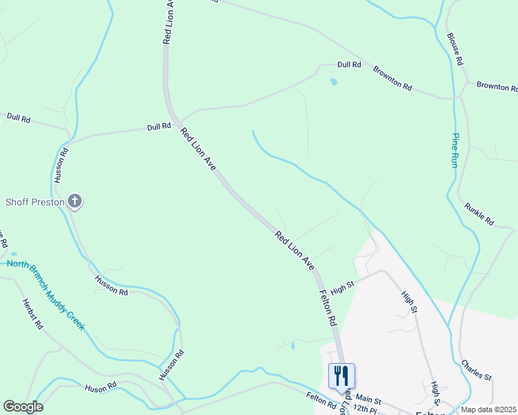 map of restaurants, bars, coffee shops, grocery stores, and more near 1505 Felton Road in Felton