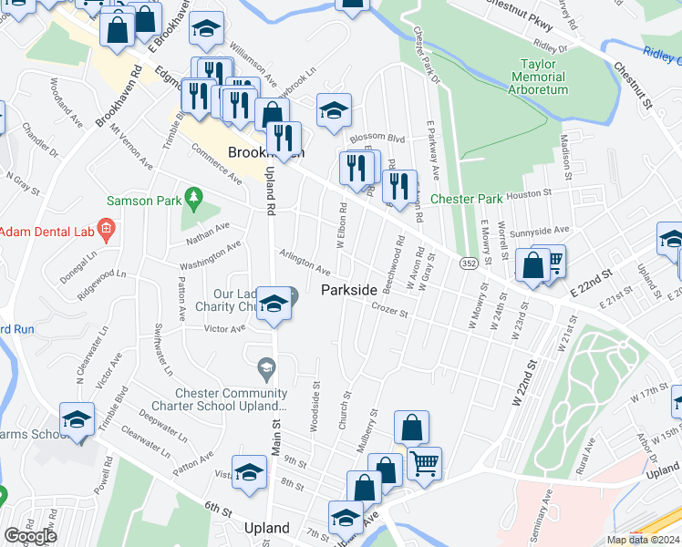 map of restaurants, bars, coffee shops, grocery stores, and more near 2901 Arlington Avenue in Brookhaven