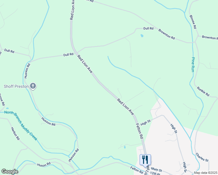 map of restaurants, bars, coffee shops, grocery stores, and more near 1495 Felton Road in Felton