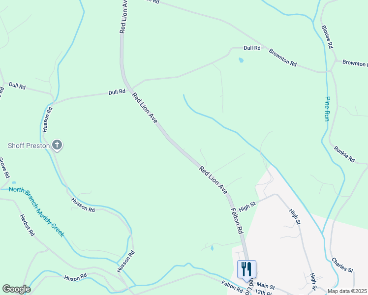 map of restaurants, bars, coffee shops, grocery stores, and more near 1495 Felton Road in Felton