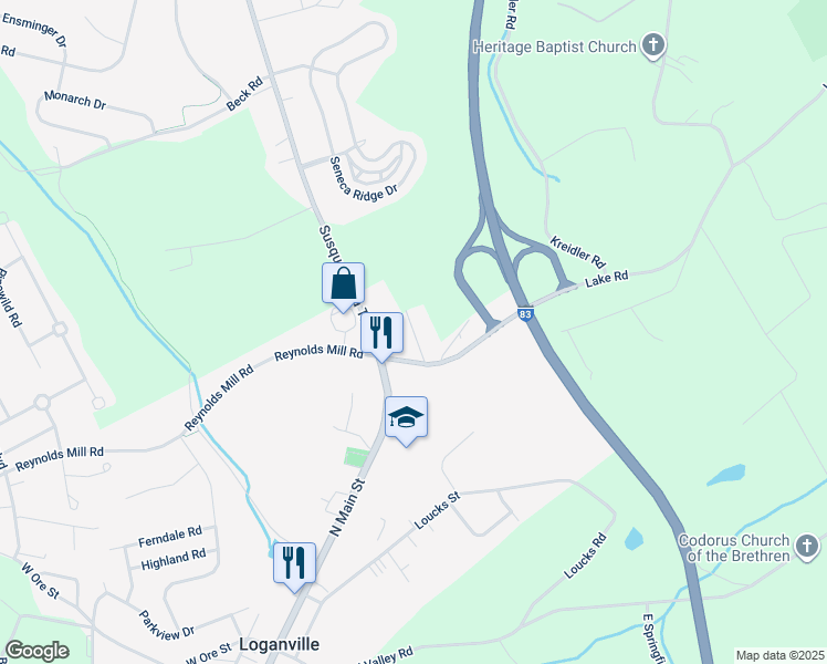 map of restaurants, bars, coffee shops, grocery stores, and more near 365 Duke Street in York