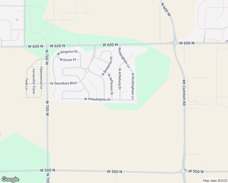 map of restaurants, bars, coffee shops, grocery stores, and more near 5643 North Jefferson Drive in McCordsville