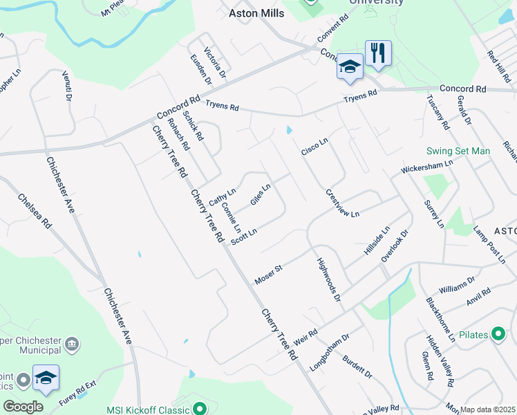 map of restaurants, bars, coffee shops, grocery stores, and more near 33 Giles Lane in Aston