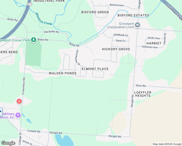 map of restaurants, bars, coffee shops, grocery stores, and more near 5743 Little Red Rover Street in Groveport