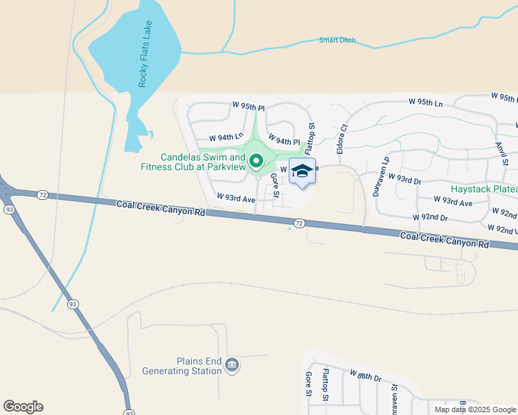 map of restaurants, bars, coffee shops, grocery stores, and more near 19835 West 93rd Avenue in Arvada