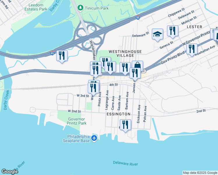 map of restaurants, bars, coffee shops, grocery stores, and more near 329 Lagrange Avenue in Delaware County