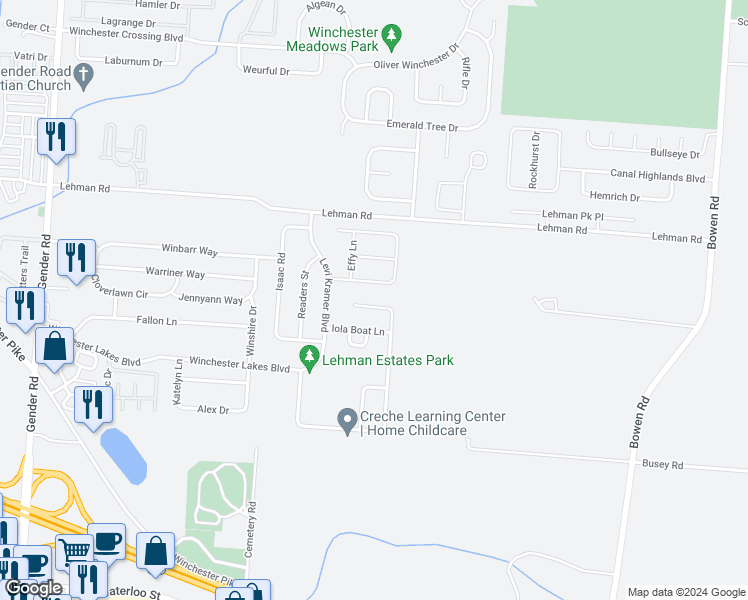 map of restaurants, bars, coffee shops, grocery stores, and more near 6946 Ellen Boat Lane in Canal Winchester