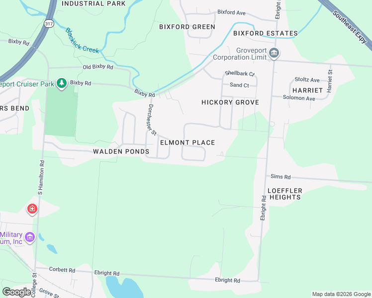 map of restaurants, bars, coffee shops, grocery stores, and more near 5739 Little Red Rover Street in Groveport