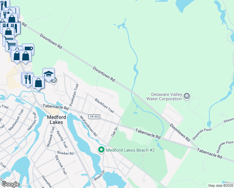 map of restaurants, bars, coffee shops, grocery stores, and more near 9 Timber Green Court in Medford