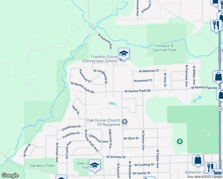 map of restaurants, bars, coffee shops, grocery stores, and more near 2200-2298 N Longwood Dr in Decatur