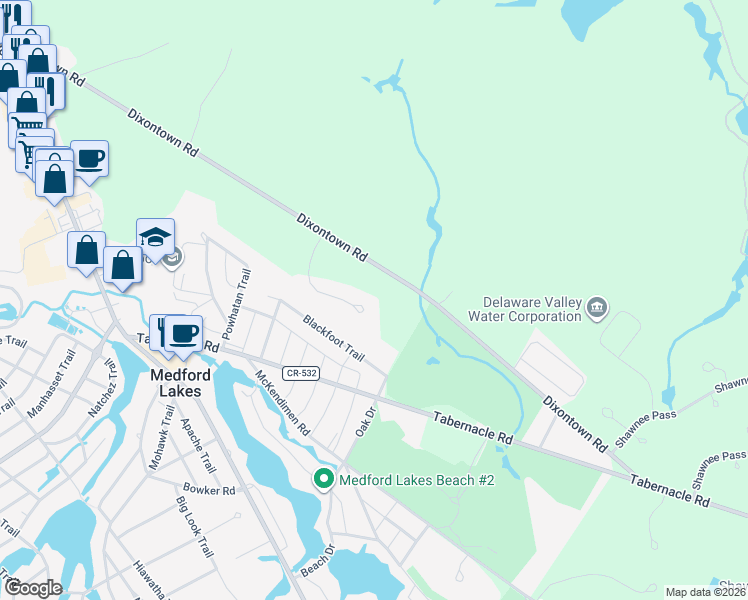 map of restaurants, bars, coffee shops, grocery stores, and more near 9 Timber Green Court in Medford