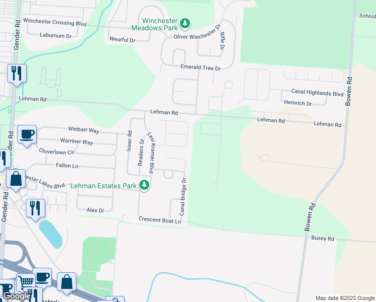 map of restaurants, bars, coffee shops, grocery stores, and more near 6995 Storm Boat Ln in Canal Winchester