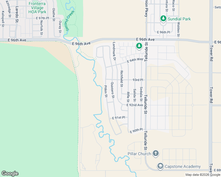 map of restaurants, bars, coffee shops, grocery stores, and more near 9294 Pitkin Street in Commerce City