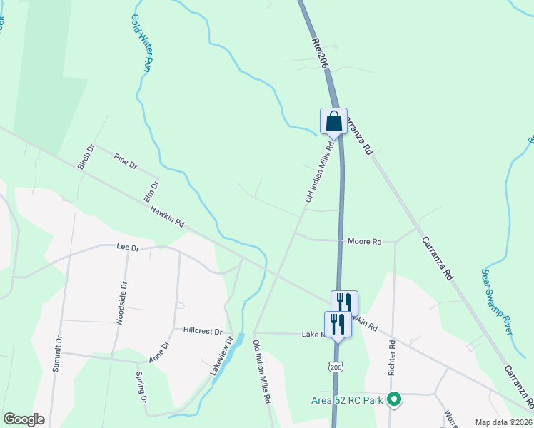 map of restaurants, bars, coffee shops, grocery stores, and more near 8 Moore Road West in Tabernacle