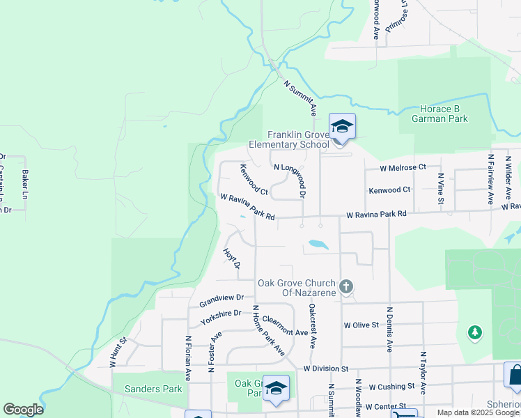 map of restaurants, bars, coffee shops, grocery stores, and more near 2176 West Ravina Park Road in Decatur