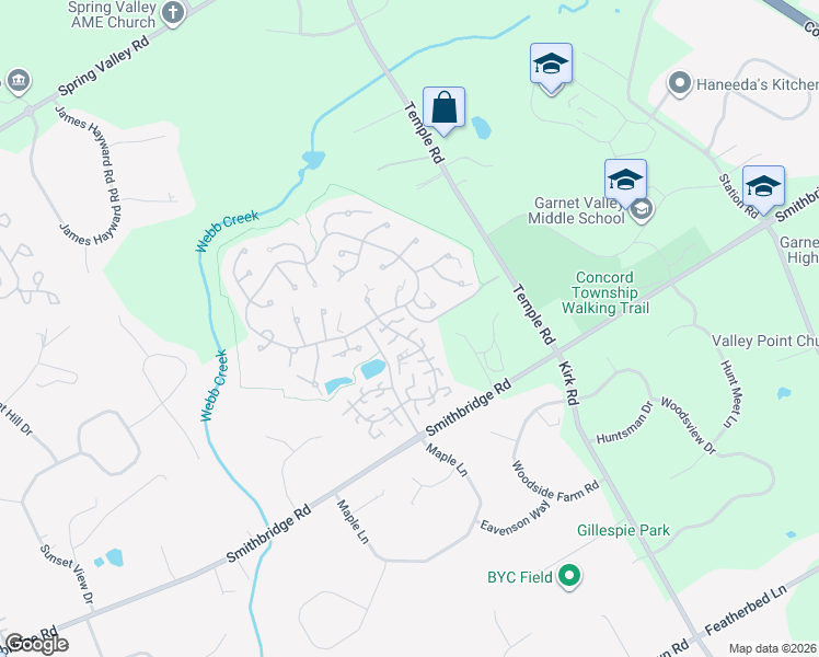 map of restaurants, bars, coffee shops, grocery stores, and more near 174 East Tally Ho Turn in Glen Mills
